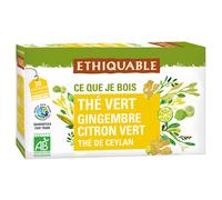 Ethiquable Sachets de thé vert de Ceylan gingembre citron vert - Boîte de 20