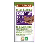 Ethiquable - Tablette Chocolat Lait Riz Soufflé Pérou 100G - Vendu par unité