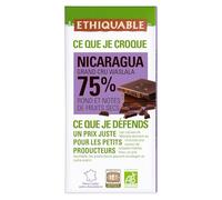 ETHIQUABLE - Tablette chocolat noir 75% cacao Nicaragua Bio 100g - Vente à l'unité - meilleure offre