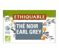 ETHIQUABLE - Thé Noir Earl Grey Darjeeling Bio - Arôme Naturel de Bergamote - la boite de 20 sachets - Le Lot De 4