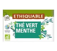 ETHIQUABLE - Thé Vert à la Menthe Nana 40% Bio Vietnam - Cueillette Fine à la Main - la boite de 20 sachets - Le Lot De 4
