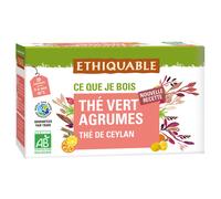 Ethiquable Thé vert agrumes Ceylan Bio et équitable - 20 sachets fraîcheur recyclables en infusette