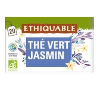 ETHIQUABLE - Thé Vert au Jasmin Bio Vietnam - Arôme Naturel de Jasmin - la boite de 20 sachets - Le Lot De 4
