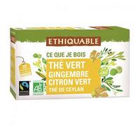 ETHIQUABLE - Thé Vert Gingembre Citron Vert 36G - Lot De 4 - livraison offerte