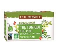 ETHIQUABLE - Thé Vert Tonique Ceylan Bio, Boîte de 20 Sachets - Lot De 4