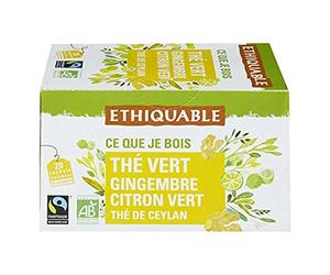 Ethiquable Thé Vertgingembre Citron Vert, Les 20 Sachets de 1,8g