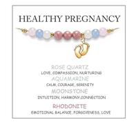 Ethlomoer Cadeau de révélation du sexe pour future maman | Bracelet réglable en pierre naturelle | Cadeau de grossesse, nouvelle maman, future maman | Bracelet doré, taille unique, argile polymère