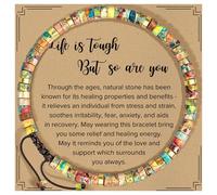 Ethlomoer Cadeaux spirituels pour femme - Bracelet de force en pierre naturelle verte, tissage de perles réglable, cadeaux inspirants et motivants, bracelet Stay Strong Friend pour femme, taille