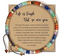 Ethlomoer Cadeaux spirituels pour femme - Bracelet de force en pierre naturelle verte, tissage de perles réglable, cadeaux inspirants et motivants, bracelet Stay Strong Friend pour femme, taille
