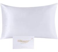 Ethlomoer Taie d'oreiller 100 % pure soie naturelle pour cheveux et peau - Double face - 19 mommes - 600 fils au pouce carré - Fermeture éclair dissimulée - 1 pièce - 40 x 80 cm - Blanc