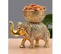 Ethnic Choice Brass Elephant Urli Bowl Ethnic Design Uruli Pot for Home Decor Floating Flowers Candle Lamps Temple Room Traditional Diwali Decoration Gift