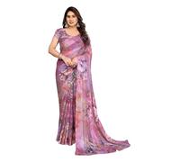ETHNICMODE indien Sari For femme Printed Georgette Light Weight Jari Party Wear Multicolor Saree With Unstitched Multicolor Blouse Piece-1170