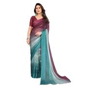 ETHNICMODE indien Sari For femme Printed Georgette Light Weight Jari Party Wear Multicolor Saree With Unstitched Brown Blouse Piece-1196