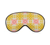Ethnique Géométrique Tuile Texture Masque De Sommeil Bandeau Jaune Boho Coloré Floral Batik Réglable Super-Lisse Doux Masque Pour Les Yeux Couverture pour Hommes Femmes Voyage et Sieste