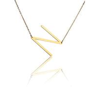 ETHOON Collier avec initiale latérale en acier inoxydable plaqué or - Collier personnalisé avec nom de l'alphabet A-Z - Chaîne de 43,2 cm + 5,1 cm, Métal