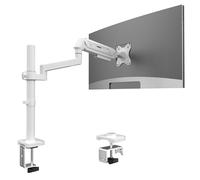 ETHU Bras de moniteur simple avec ressort à gaz, support de moniteur VESA réglable pour écrans de 17 à 32 pouces jusqu'à 9 kg, dispose d'une pince en C et d'un œillet d'installation pour bureau, blanc