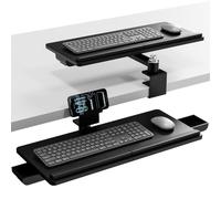 ETHU Plateau de clavier réglable pour utilisation au-dessus du bureau et | Plateforme de 61,1 x 29,5 cm avec rotation à 360° et inclinaison à 180°, coussinet en silicone antidérapant pour clavier
