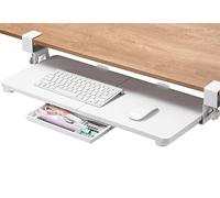 ETHU Plateau de clavier sous le bureau, 68 x 30 cm, grand plateau de clavier avec support de serrage en C, facile à installer, support de clavier d'ordinateur, plateau de clavier ergonomique pour la