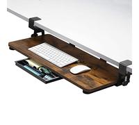 ETHU Plateau de clavier sous le bureau, 68 x 30 cm, grand plateau de clavier avec support de serrage en C, facile à installer, support de clavier d'ordinateur, plateau de clavier ergonomique pour la