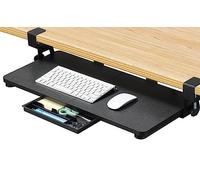 ETHU Plateau de clavier sous le bureau, 68 x 30 cm, grand plateau de clavier avec support de serrage en C, facile à installer, support de clavier d'ordinateur, plateau de clavier ergonomique pour la