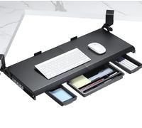 ETHU Plateau de clavier sous le bureau - 680 x 300 mm - Support de clavier d'angle ergonomique avec pince en C réglable à 180 ° - Pour bureau en forme de L - Pour la maison et le bureau