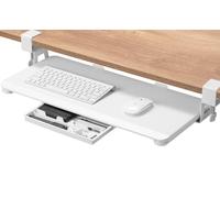 ETHU Support de clavier, plateau de clavier et de souris coulissant sous le bureau, 65 x 30 cm support de clavier d’ordinateur, ergonomique pour la maison et le bureau (blanc)