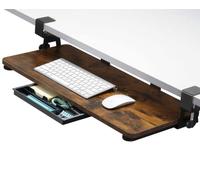 ETHU Support de clavier, plateau de clavier et de souris coulissant sous le bureau, 68 x 33 cm avec support de pince C, support de clavier d’ordinateur, ergonomique pour la maison et le bureau