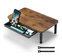 ETHU Support double écran pour PC, ordinateur, ordinateur portable et imprimante, 3 niveaux de longueur et angle réglables avec support pour téléphone et tiroir, accessoires de bureau