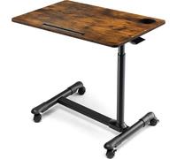 ETHU Table de Dessus avec roulettes, Table à roulettes, Table de lit d'hôpital, Table pour Ordinateur Portable réglable sur Le lit (Noir)
