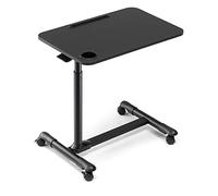 ETHU Table de lit avec roulettes, plateau à roulettes, table de lit d'hôpital, table de chevet réglable pour ordinateur portable (noir)