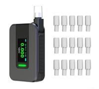 Éthylotest à capteur électrochimique avec 15 embouts buccaux pour une détection précise, écran IPS HD affichant les niveaux et la durée de vie de la batterie, stocke 1500 enregistrements de mesure