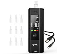 Ethylotest Electronique Homologué Alcootest Professionnel : Éthylomètre Haute Précision de Qualité avec Affichage Numérique LCD -Éthylotest Portable Testeur d'alcool USB C Rechargeable avec 10 embouts