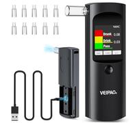 Ethylotest Electronique Homologué NF Alcootest: Éthylomètre Portable avec 11 Embouts Buccaux - Test D'alcoolémie Numérique à Écran Haute Précision pour Usage Test Person Professionnel Domicile - Noir