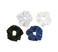 ETHZZLE Corde à Cheveux Décorative En Tissu Chiffon 4 Pièces Petites Étoiles Dorées Assortiment Blanc Noir Gris Bleu Marine Accessoire Pour Femmes Usage Quotidien