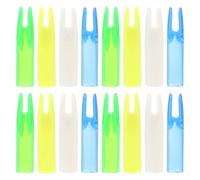 ETHZZLE Encoches pour Flèches Tir à l'arc 6 MM 16 Pièces Transparent Bleu Vert Blanc et Jaune Queues de Flèches en Plastique Résistantes pour Arc Chasse et Tir en Extérieur