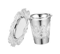 ETHZZLE Kiddush Cup With Saucer Set Verre à Vin Gravé pour Shabbat et Pâque Cadeau Festif Réutilisable et Résistant Déformation