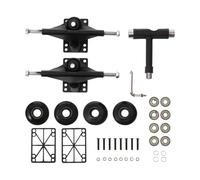ETHZZLE Kit Complet de Skateboard Double Tilt avec Roulements et Roues PU Supports Aluminium Noir Accessoires Démontables avec Clé et Léger pour Skateurs Adultes
