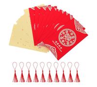 ETHZZLE Lot de 10 Cartes d'Invitation de Mariage Chinoises en Papier Rouge et Or Format Adapté Style Romantique Traditionnel pour Invitations de Noces Anniversaires et Félicitations