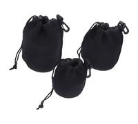 ETHZZLE Lot de 3 Étuis pour Objectif d'Appareil Photo en Néoprène Rembourré Tailles Grosse Moyenne et Petite Protection Humidité et Chocs Pochette à Cordon Ajustable pour Usage