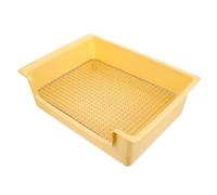 ETHZZLE Toilettes pour Lapins en Plastique Crème et Jaune Bac à Litière Rectangulaire pour Petits Animaux Pot Anti-Chute Grille Amovible Adapté Hamsters Cochons D’Inde et Furets