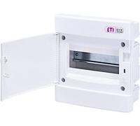 ETI Boîte à fusibles encastrée IP40 - Boîtier blanc pour la salle de séchage - Installation dans la maison (1 rangée à 8 modules), noir