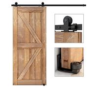 ETIASQSA 182CM/6FT ETIASQSA 6.6FT/200CM Quincaillerie De Porte Coulissante Kit Porte Coulissante Rail pour système de quincaillerie à célibataire porte Contient Ajustable Guide de Plancher Noir Guide