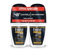 EtiaXil Déodorant anti-transpirant Homme Transpiration modérée Contrôle 48h Roll-on 2 x 50 ml