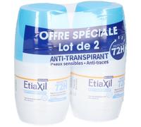 Etiaxil Anti-transpirant Roll-On Protection 72H - Sans alcool - Protection puissante contre la transpiration et les odeurs - Peaux sensibles - Testé dermatologiquement* - Absorption rapide - 2 x 50 ml