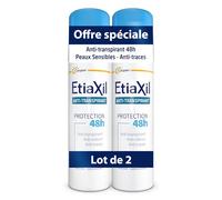 EtiaXil Déodorant anti-transpirant Traitement transpiration modérée Protection 48h Aérosol 2 x 150 ml