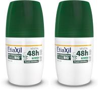 ETIAXIL - Déodorant Anti-transpirant Végétal - Transpiration Modérée - Certifié Bio - Aisselles - 48h - Parfum Thé vert - Roll On - 50 ml (Lot de 2)