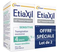 Etiaxil Déodorant Détranspirant Transpiration Excessive Aisselles Sensitive Protection 4Jours 2x15ml