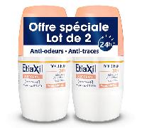 Etiaxil Déodorant Roll-on Douceur Sans Aluminium 48h Peaux Sensibles 2x50ml