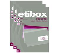 Etibox Lot De 3 Boites 100 Feuilles A4 2400 Etiquettes Cop/Las/Jet Coins Droits 70 X 36 Mm Blanc