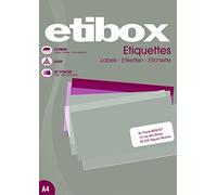 ETIBOX 119751-2400 étiquettes blanche autocollantes - Imprimantes Laser, Copieur, Jet d'encre - Coins droits - 70 x 37 mm.